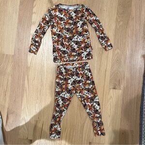 Kids Floral Pajama Set - Orange and Black